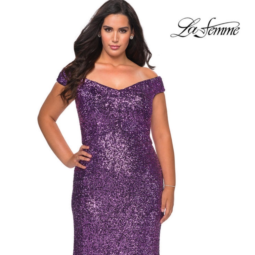 La Femme Sequin Formal Gown